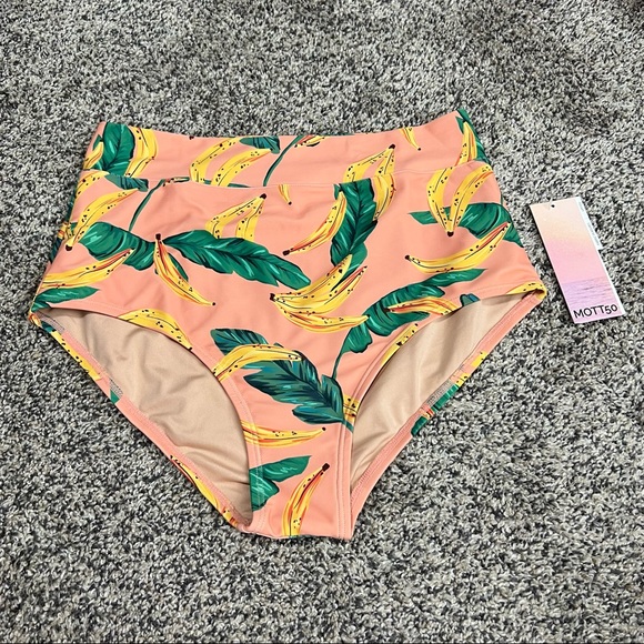 NWT MOTT50 Joana High Rise Moderate Coverage Swim Bottom Banana Palm Small - Picture 2 of 5